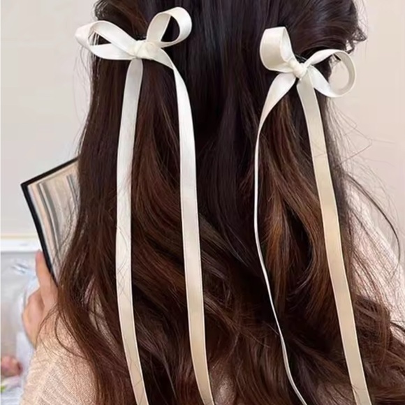 Accessories - 2pcs Set Cute Streamer, Long Bow, Mini Clip, Ballet Style, Girly, Small Hairpin